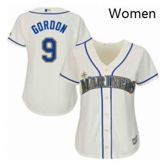 Womens Majestic Seattle Mariners 9 Dee Gordon Replica Cream Alternate Cool Base MLB Jersey